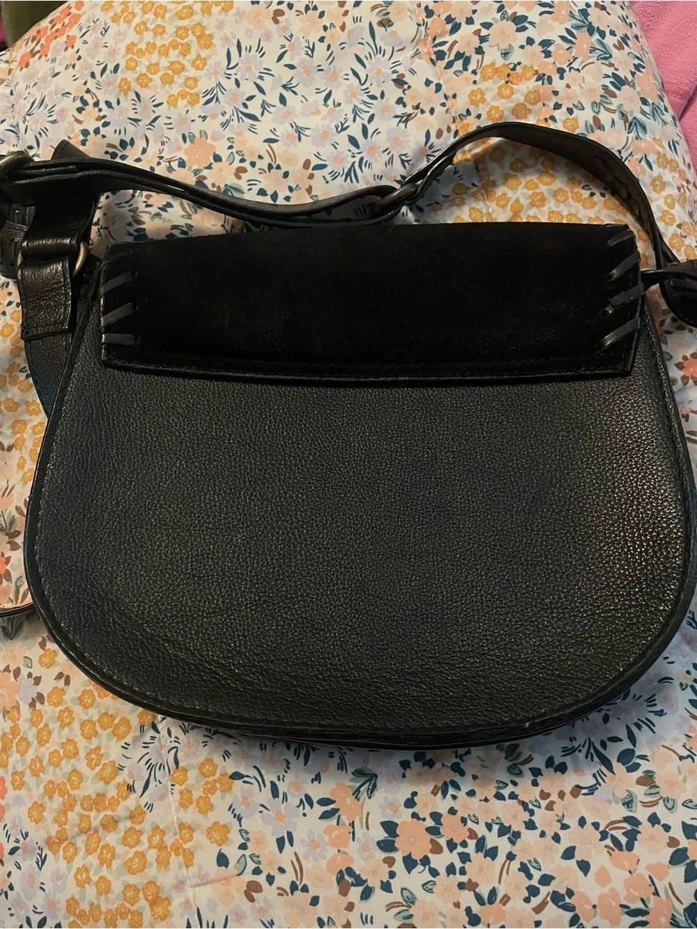 Black genuine leather Crossbody Bag with Tassel